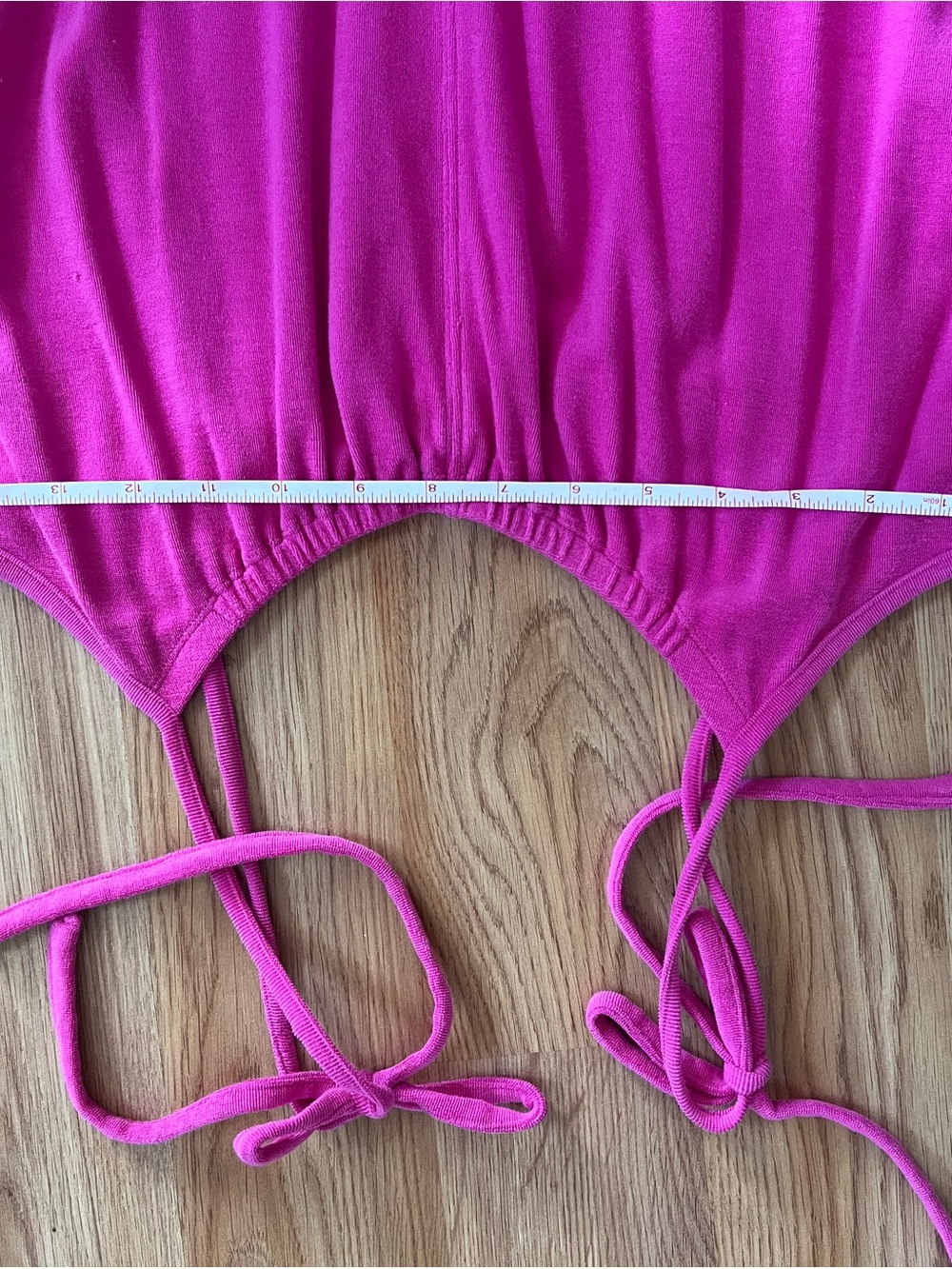 Anthropologie Hot Pink Tie-Shoulder Terry Cloth Cropped Asymmetrical Jumpsuit - Picture 10 of 14